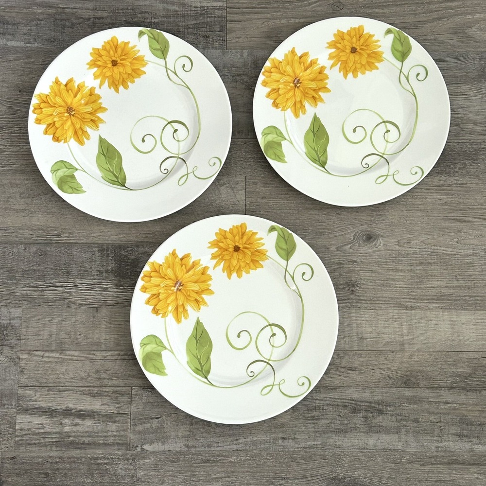 Westbury Court Lyrical‎ Blooms Dinner Plates Perennial Sunflower Floral Set of 3